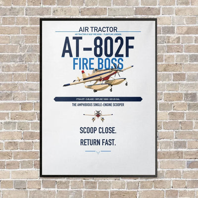 Air Tractor AT-802F Fire Boss vertical canvas print - framed - white background
