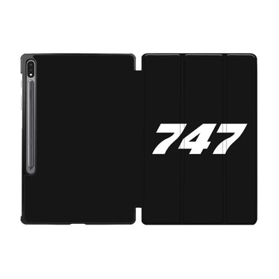Boeing 747 Flat Text aviation design on tablet case for Samsung tablet.