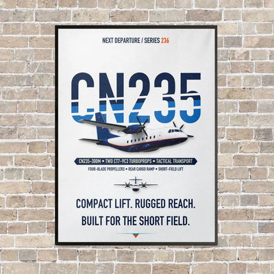 Airbus CN235-300M vertical canvas print - framed - white background