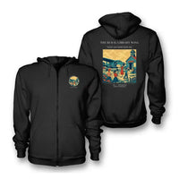 Thumbnail for VINTAGE G4392 - The Rural Library Wing - Premium Zipped Hoodie design on black