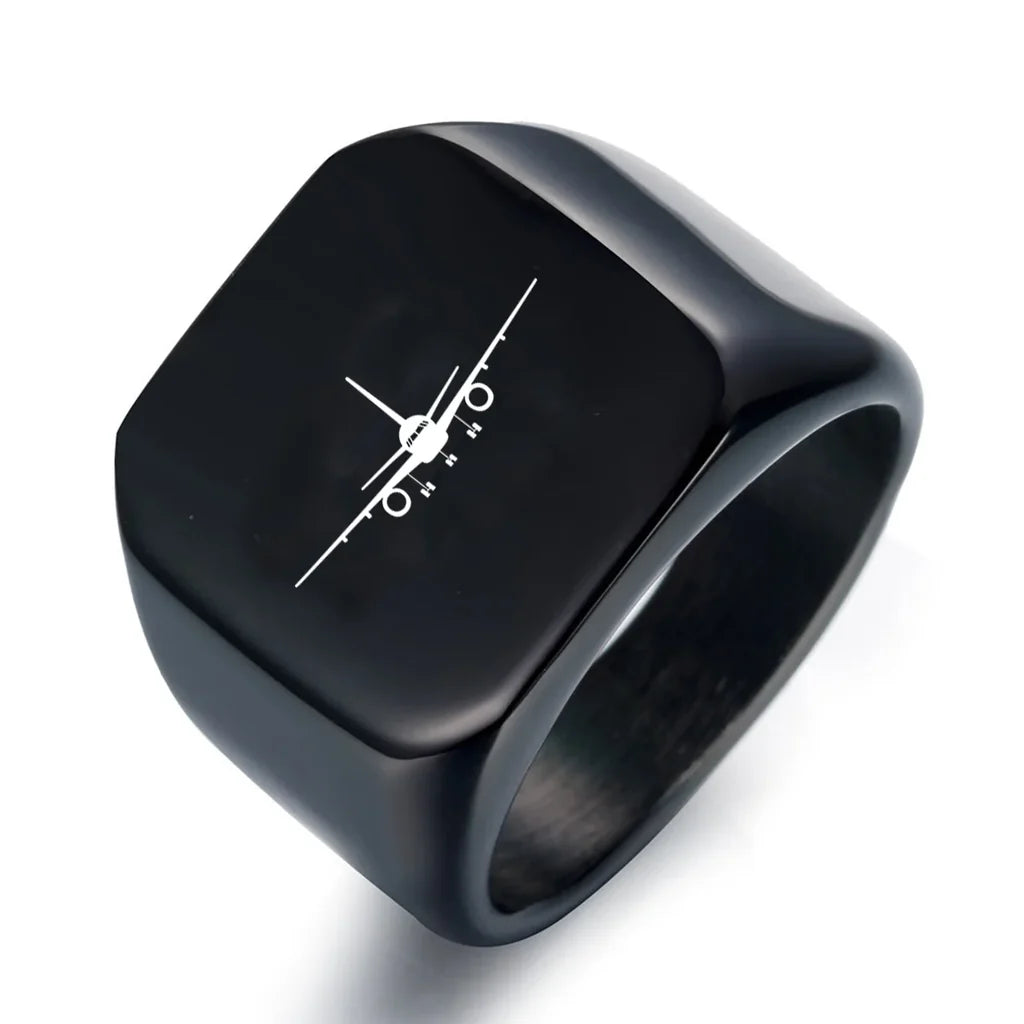Boeing 757 Silhouette aviation ring in stainless steel.