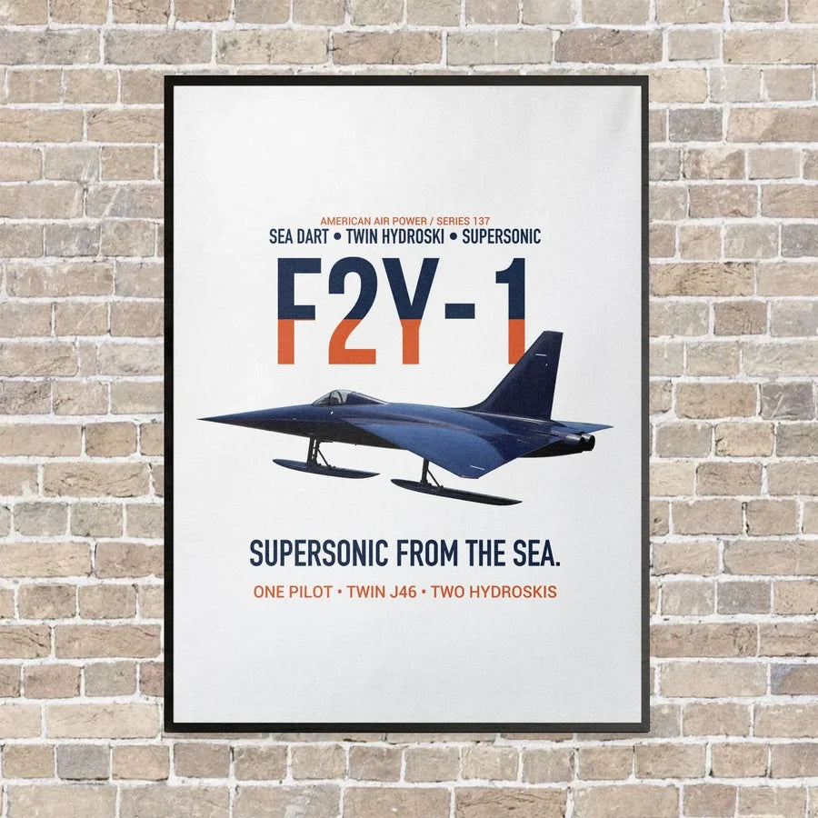 F2Y-1 Sea Dart Supersonic from the Sea vertical canvas print - framed - white background