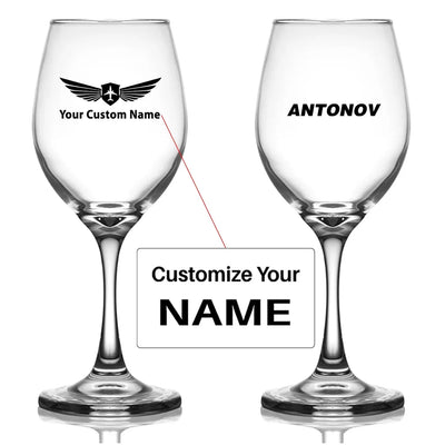 Customisable Antonov & Text Wine Glass
