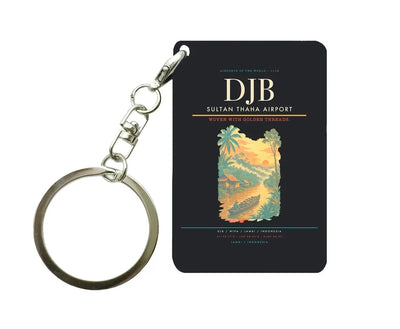 Sultan Thaha Airport (DJB) design on black key chain