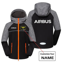 Thumbnail for Airbus & Text aviation design printed on warm polar fleece kids' polar jacket.