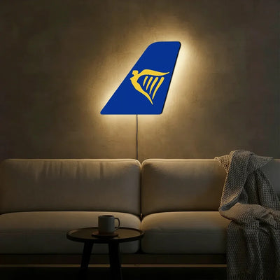Ryanair Airlines aviation design on durable metal with LED aircraft tail wall art.