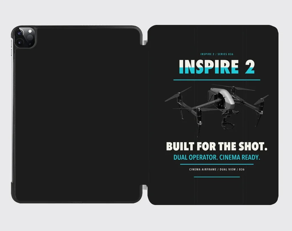 DJI Inspire 2 design on black ipad tablet case