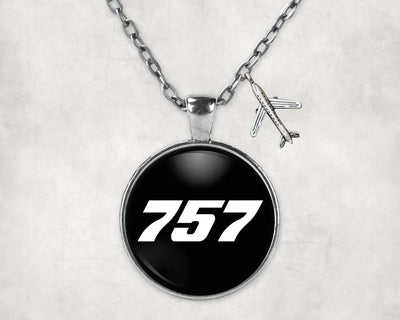 Boeing 757 Flat Text aviation necklace, stainless steel body with engraved detail.