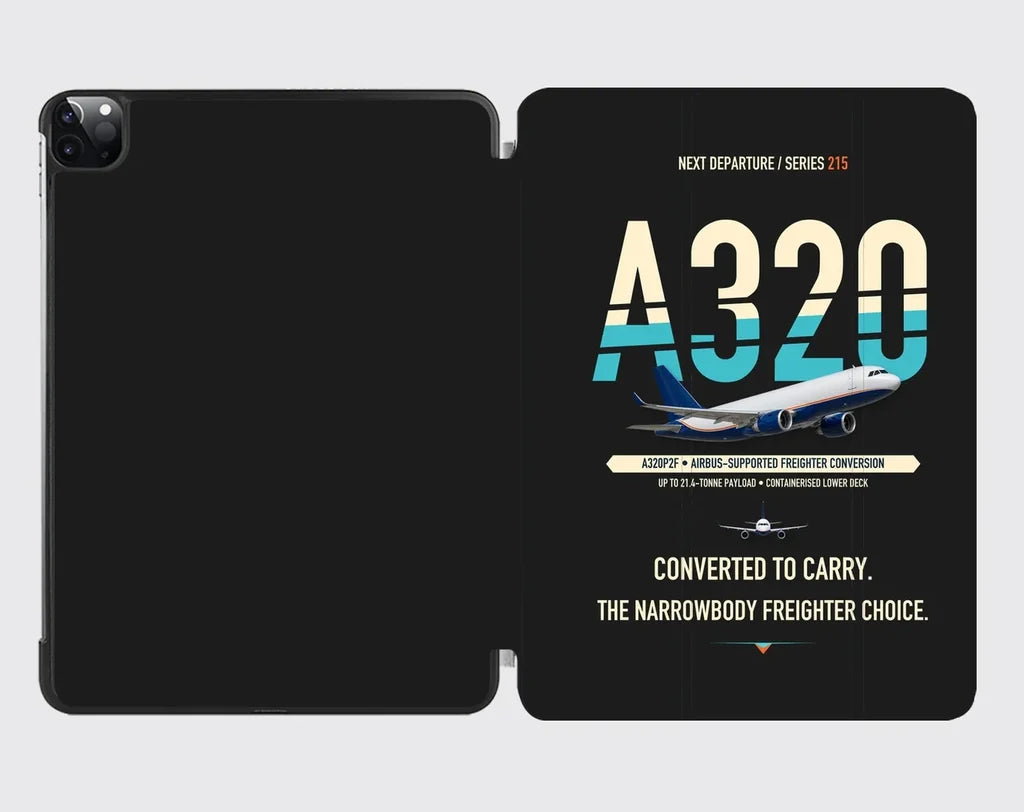 Airbus A320P2F design on black ipad tablet case