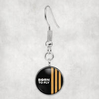 Thumbnail for Born To Fly & Pilot Epaulettes (3 Lines) aviation earrings, hypoallergenic alloy body with engraved detail.