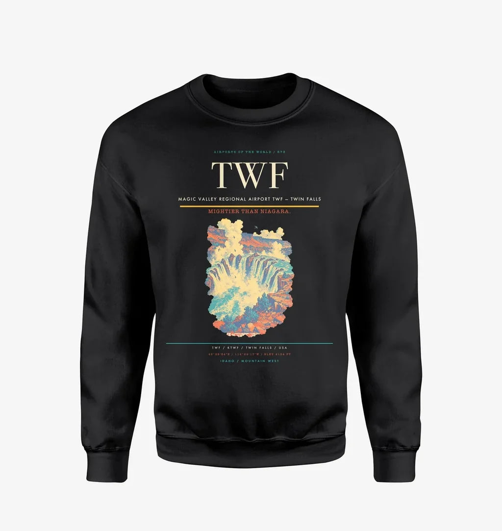 Magic Valley Regional Airport (TWF) design on black sweatshirt