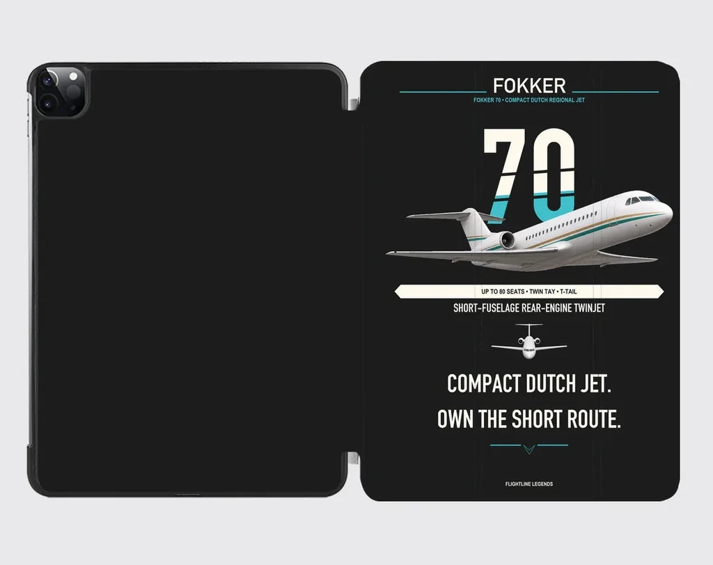 Fokker 70 design on black ipad tablet case