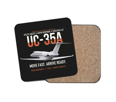 UC-35A Citation Ultra Rapid Utility Airlift design on black 1 piece coaster
