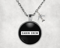 Thumbnail for Cabin Crew Text aviation-themed necklace, polished stainless steel.