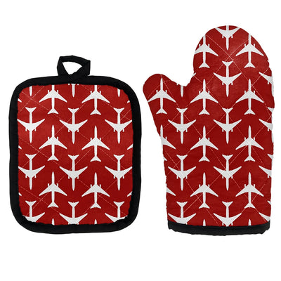 Perfectly Sized Seamless Airplanes Red Kitchen Glove & Holder aviation design on durable fabric with insulated lining kitchen.