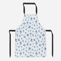 Thumbnail for Many Airplanes White aviation design on durable cotton blend kitchen apron.