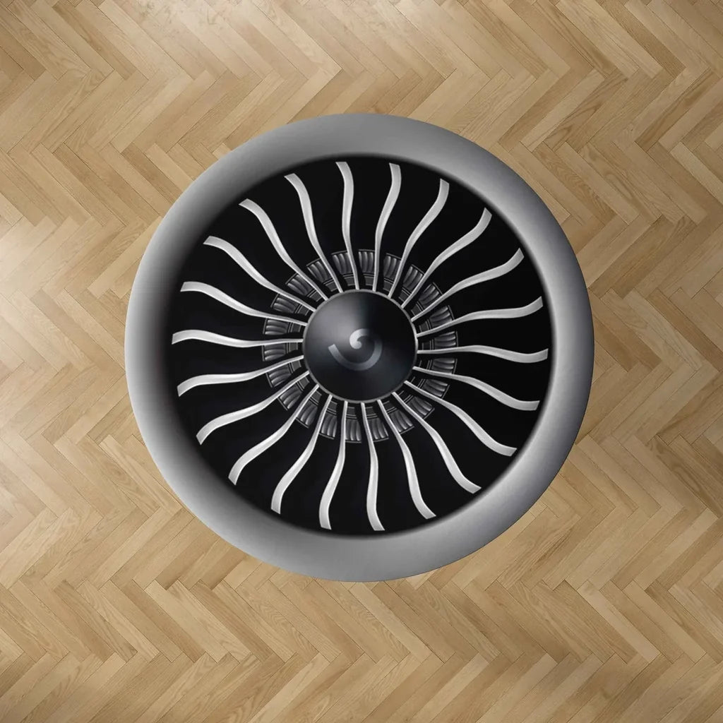 Super Cool Jet Engine Carpet & Floor Mats (Round) aviation design on durable carpet pile with non-slip backing round carpet f.