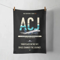 Thumbnail for Airbus ACJ TwoTwenty design on black towel