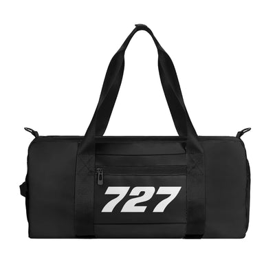 Boeing 727 Flat Text aviation print sports bag, durable nylon.