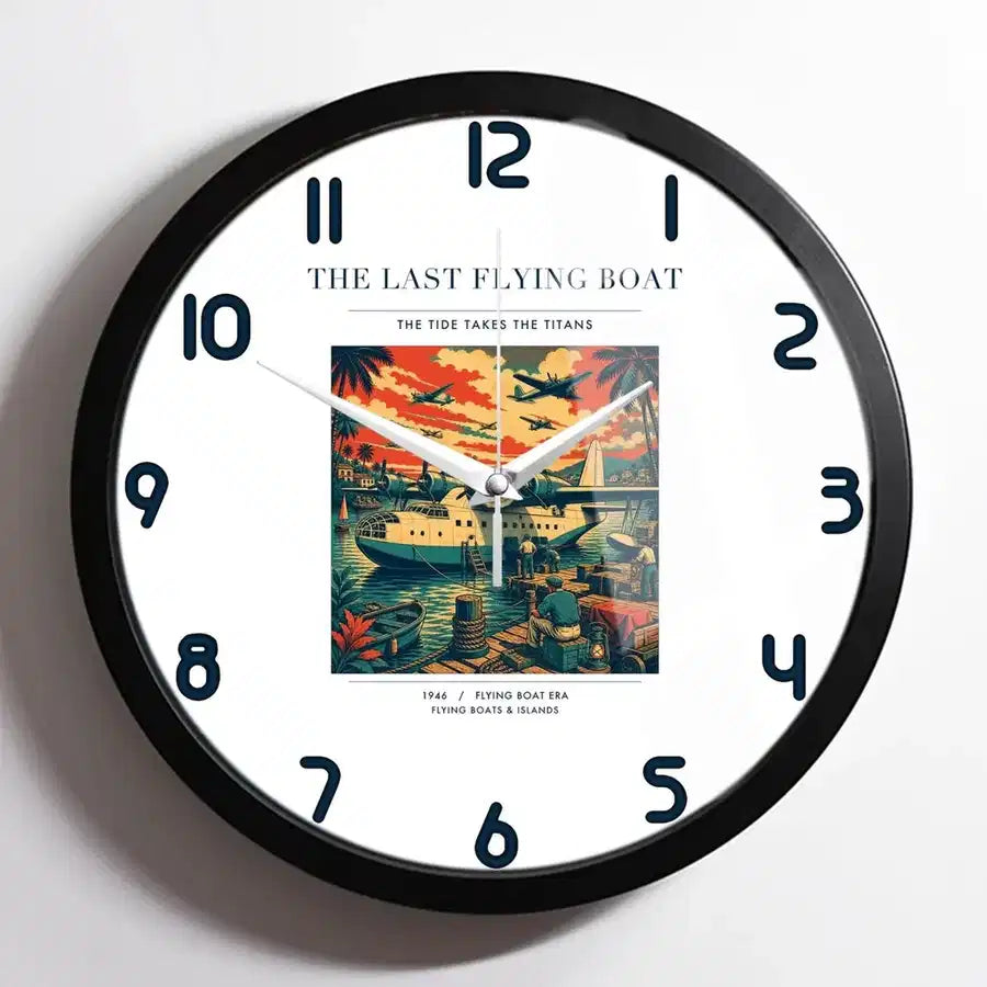 VINTAGE G4079 - The Last Flying Boat - Designed Wall Clocks design on white framed
