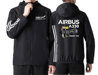 Thumbnail for Airbus A330 & Trent 700 Engine Sport Style aviation design printed on lightweight windproof shell windbreaker.