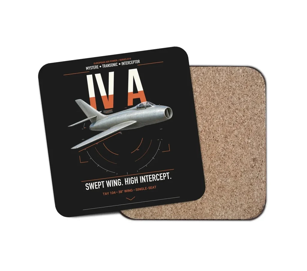 Dassault Mystère IV A design on black 1 piece coaster