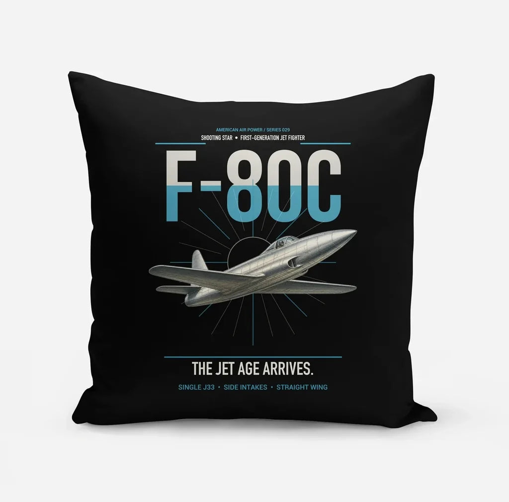F-80C Shooting Star design on black pillow