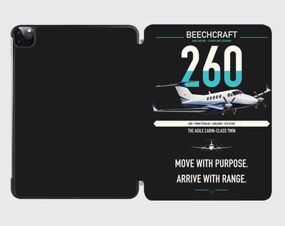 Beechcraft King Air 260 design on black ipad tablet case