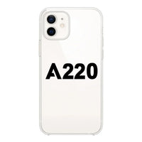 Thumbnail for Airbus A220 Flat Text Transparent Silicone aviation print transparent iPhone case, fits iPhone.