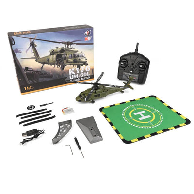 Side view of Wltoys K170 Black Hawk Uh60l Remote-Controlled Helicopter Four Channel Four Propeller Remote Control aviation RC.