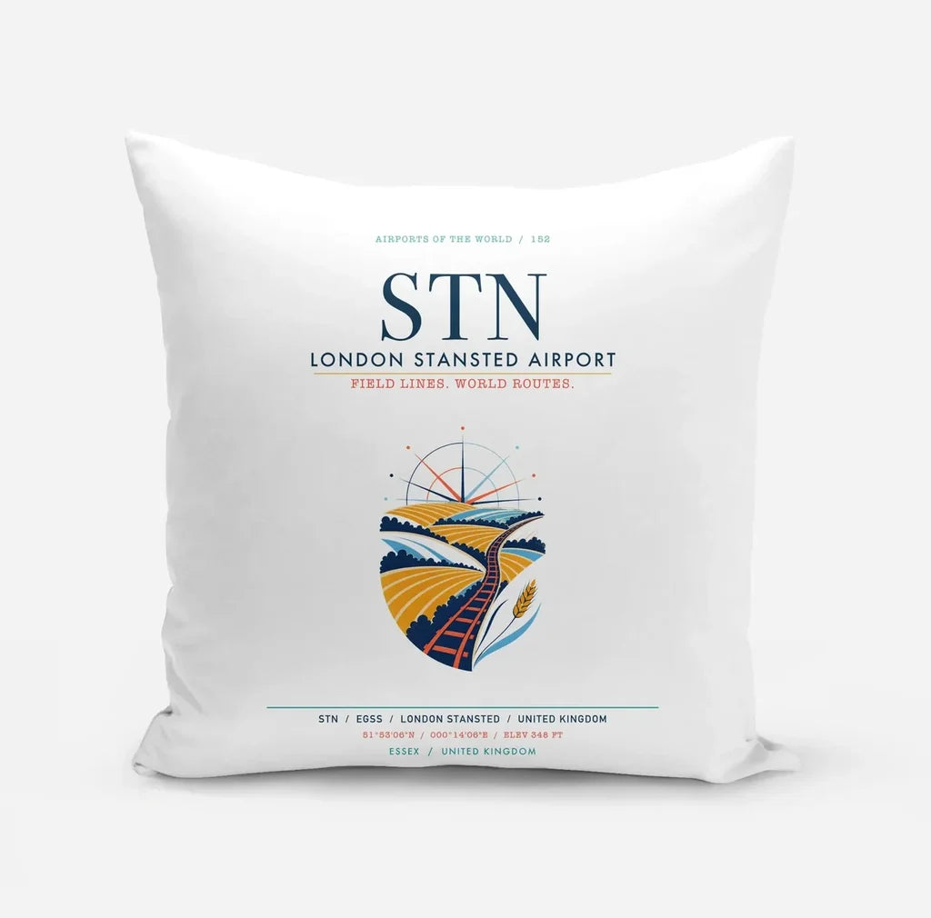 London Stansted Airport (STN) design on white pillow
