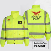 Thumbnail for Drone aviation design printed on insulated shell with high-visibility reflective panels reflective winter jacket.