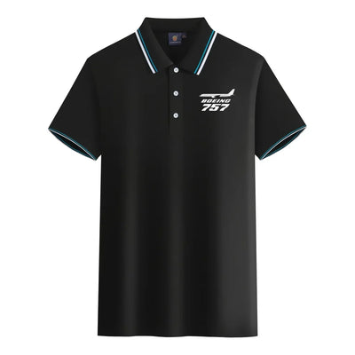 The Boeing 757 aviation design printed on soft cotton stylish polo shirt.