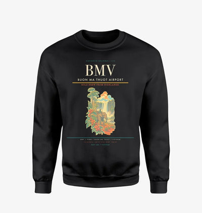 Buon Ma Thuot Airport (BMV) design on black sweatshirt