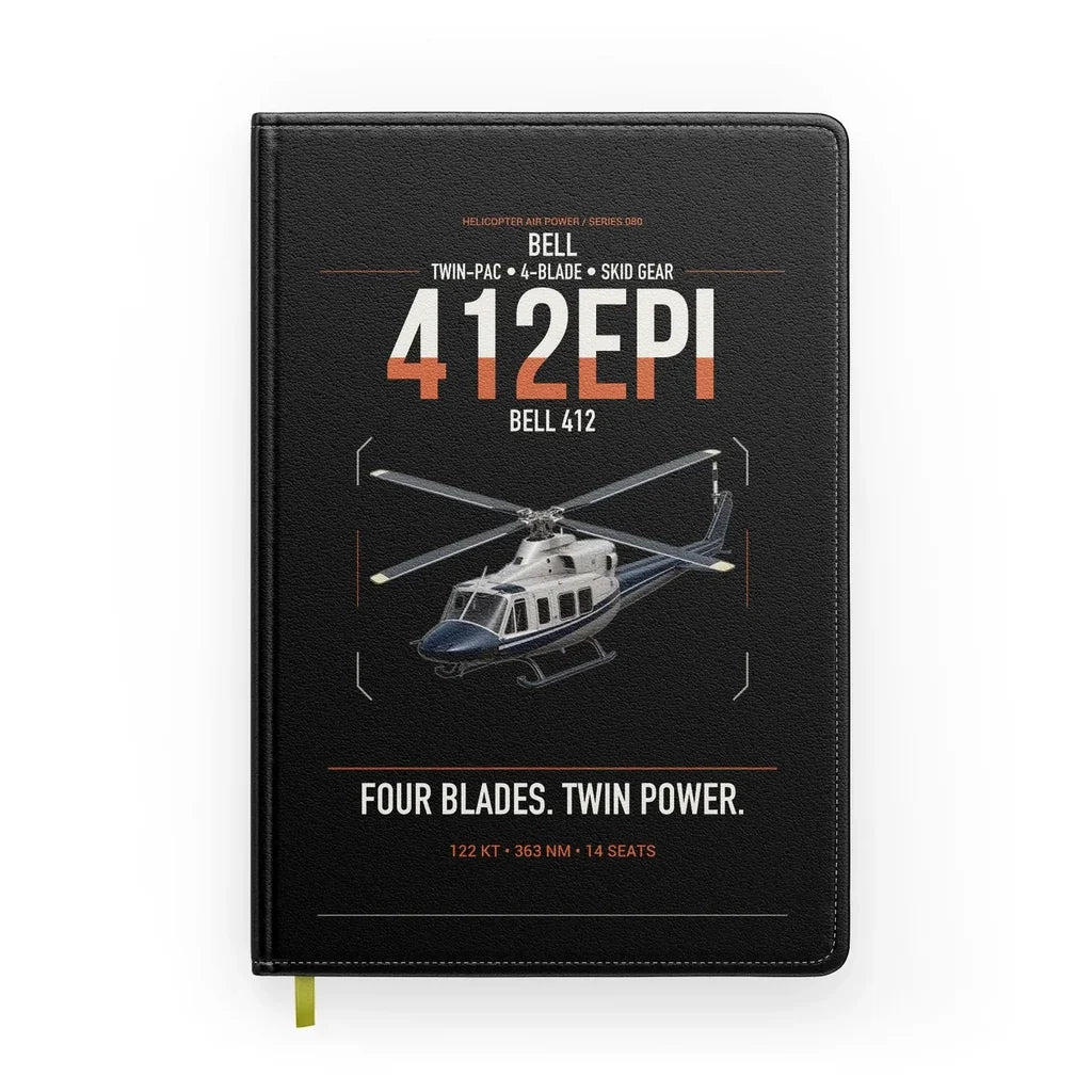 Bell 412EPI design on black notebook