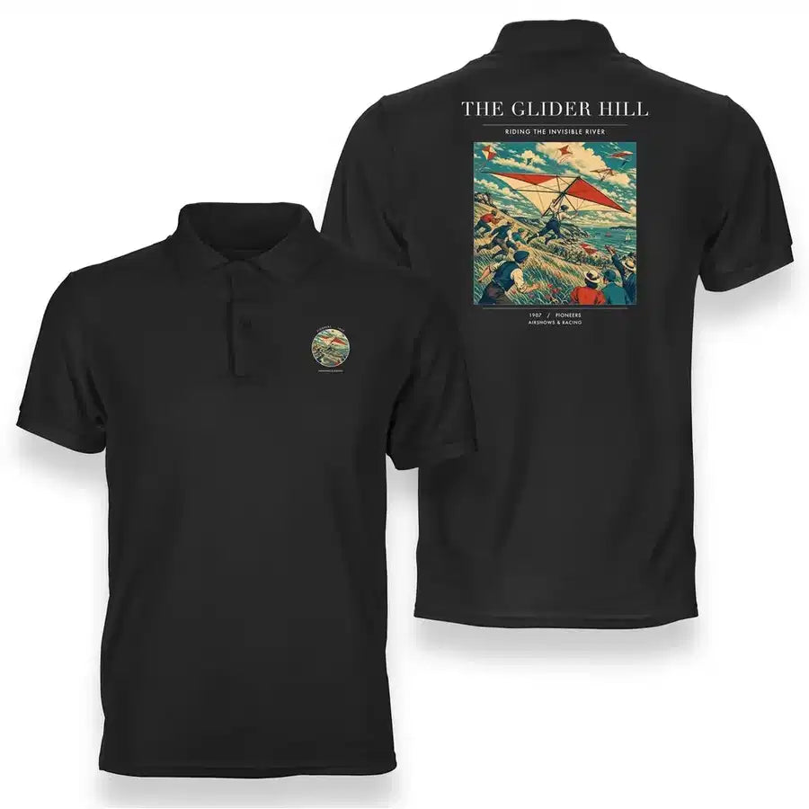 VINTAGE G4013 - The Glider Hill - Double-Side Polo T-Shirt design on black