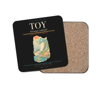 Toyama Airport (TOY) design on black 1 piece coaster