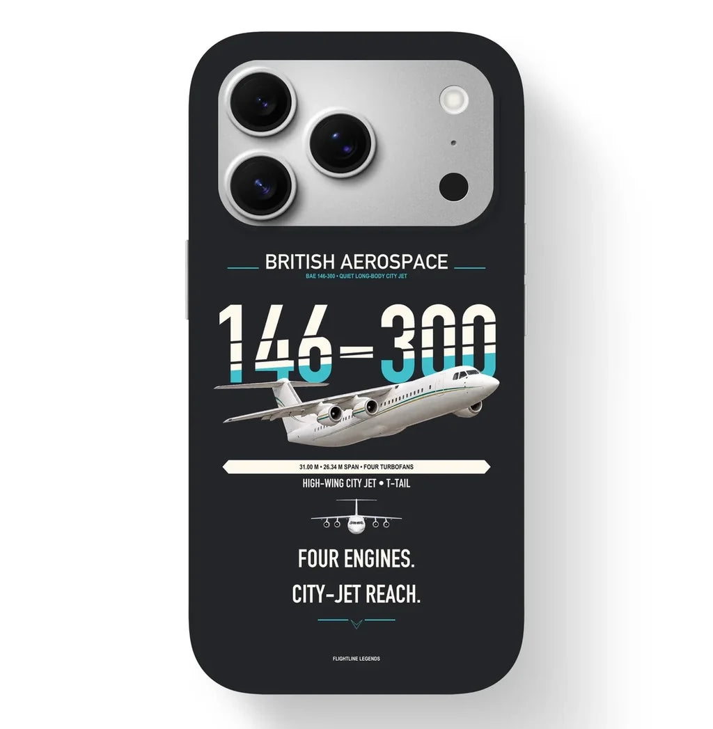 BAe 146-300 design on black magsafe iphone case, for iPhone 17 Pro