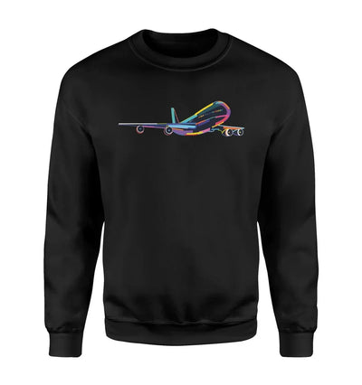 Multicolor Airplane aviation design printed on soft cotton blend sweatshirt.