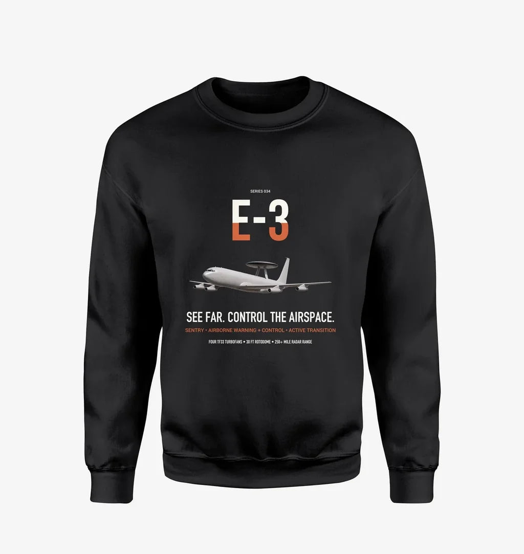 E-3 Sentry AWACS design on black sweatshirt