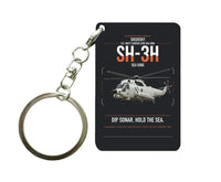 Thumbnail for Sikorsky SH-3H Sea King design on black designed key chain, double-side print