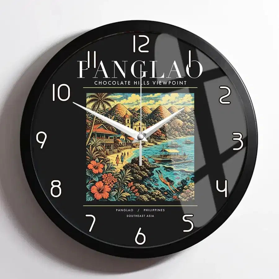 PANGLAO - Poster - Wall Clock Framed - Black