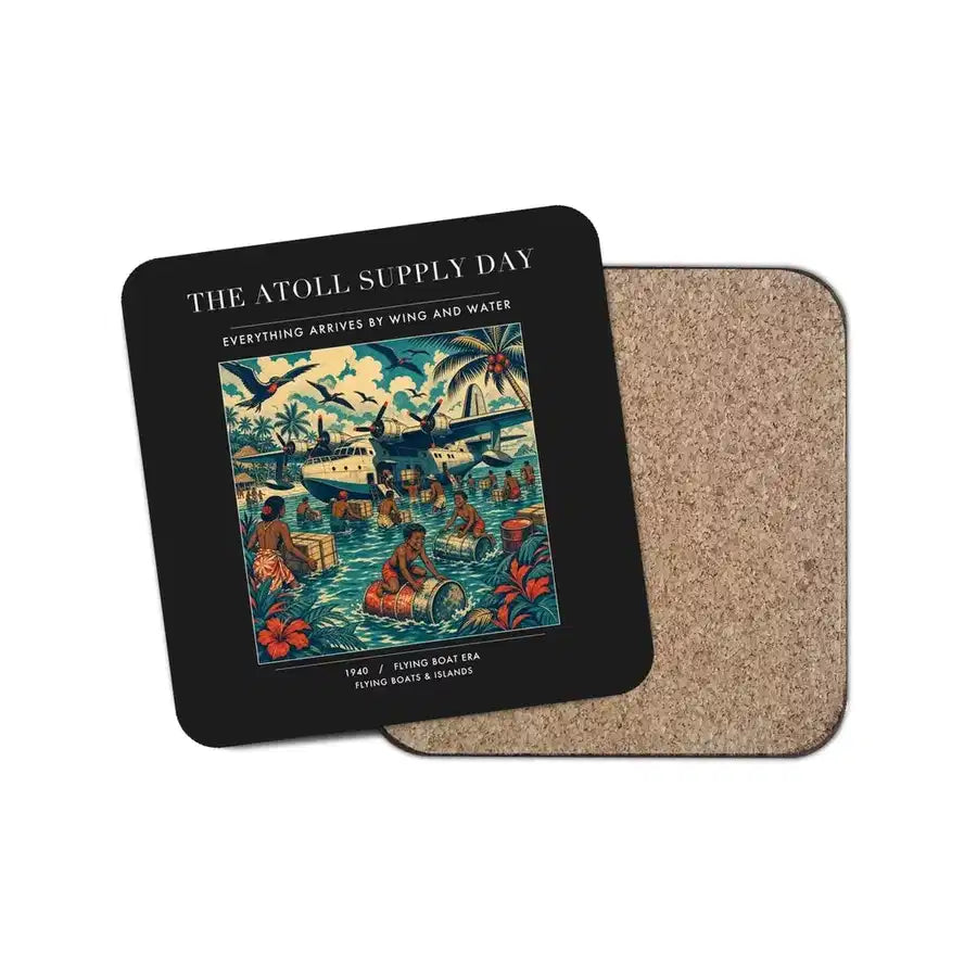 The Atoll Supply Day - Designed Coasters design on black 1-piece
