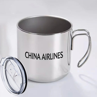 China Airlines aviation design on portable mug, vacuum-insulated double-wall.