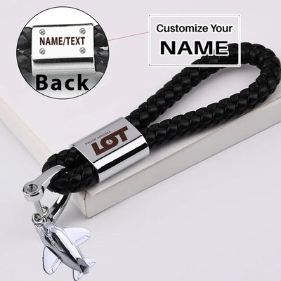 LOT Polish Airlines aviation design on premium leather car leather car key chain.