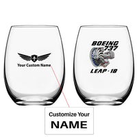Thumbnail for Boeing 737 & Leap 1B Water & Drink aviation design on water glass, crystal-clear premium glassware.