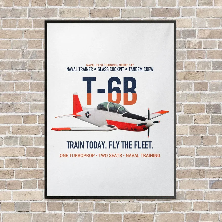 T-6B Texan II Naval Aviator Training vertical canvas print - framed - white background
