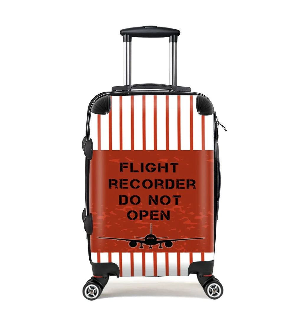 Flight Recorder Do Not Open Cabin Size aviation design luggage, durable shell construction.