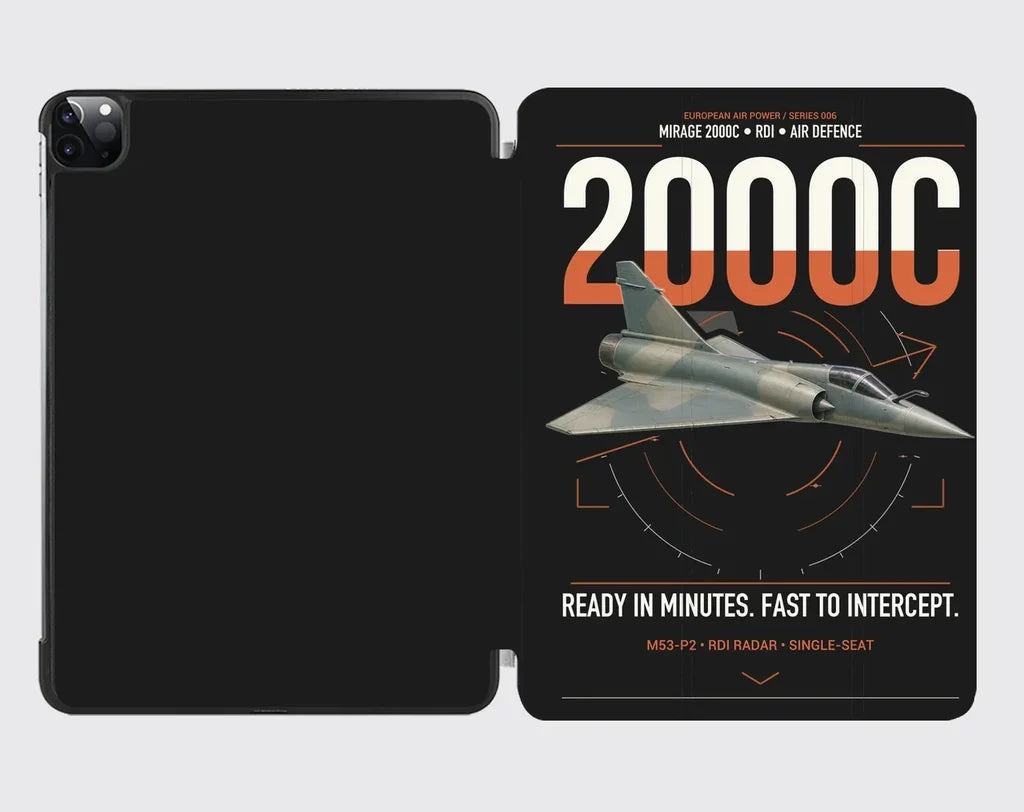 Dassault Mirage 2000C RDI design on black ipad tablet case