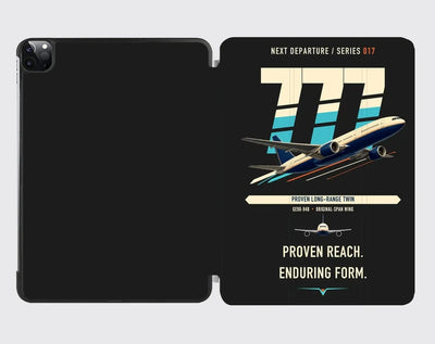 Boeing 777-200ER design on black ipad tablet case